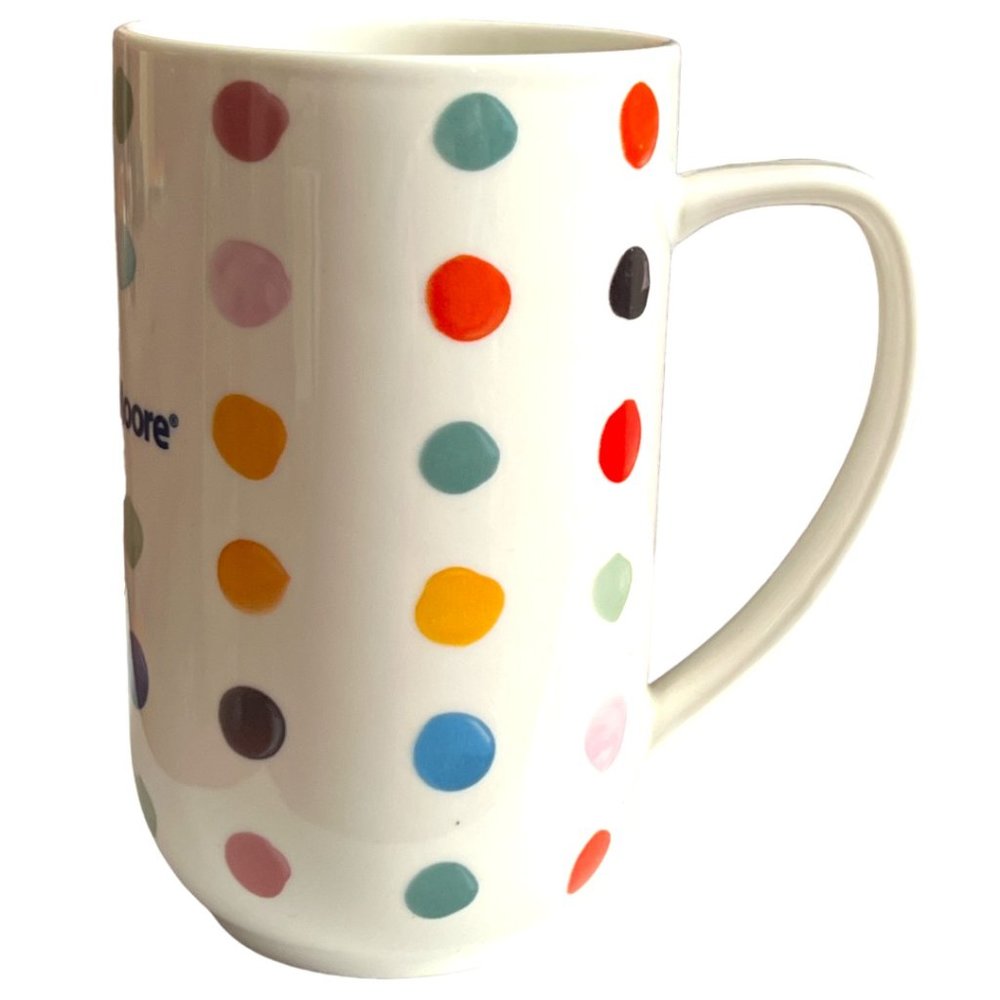 SET of FOUR 4 Oversized Benjamin Moore Ceramic Polka Dot Mugs Cups Large Handled